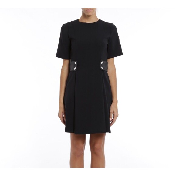 Michael Kors Snap Waist Dress Lamb Leather Loops Lined‎ Black Size 6 - Picture 3 of 10